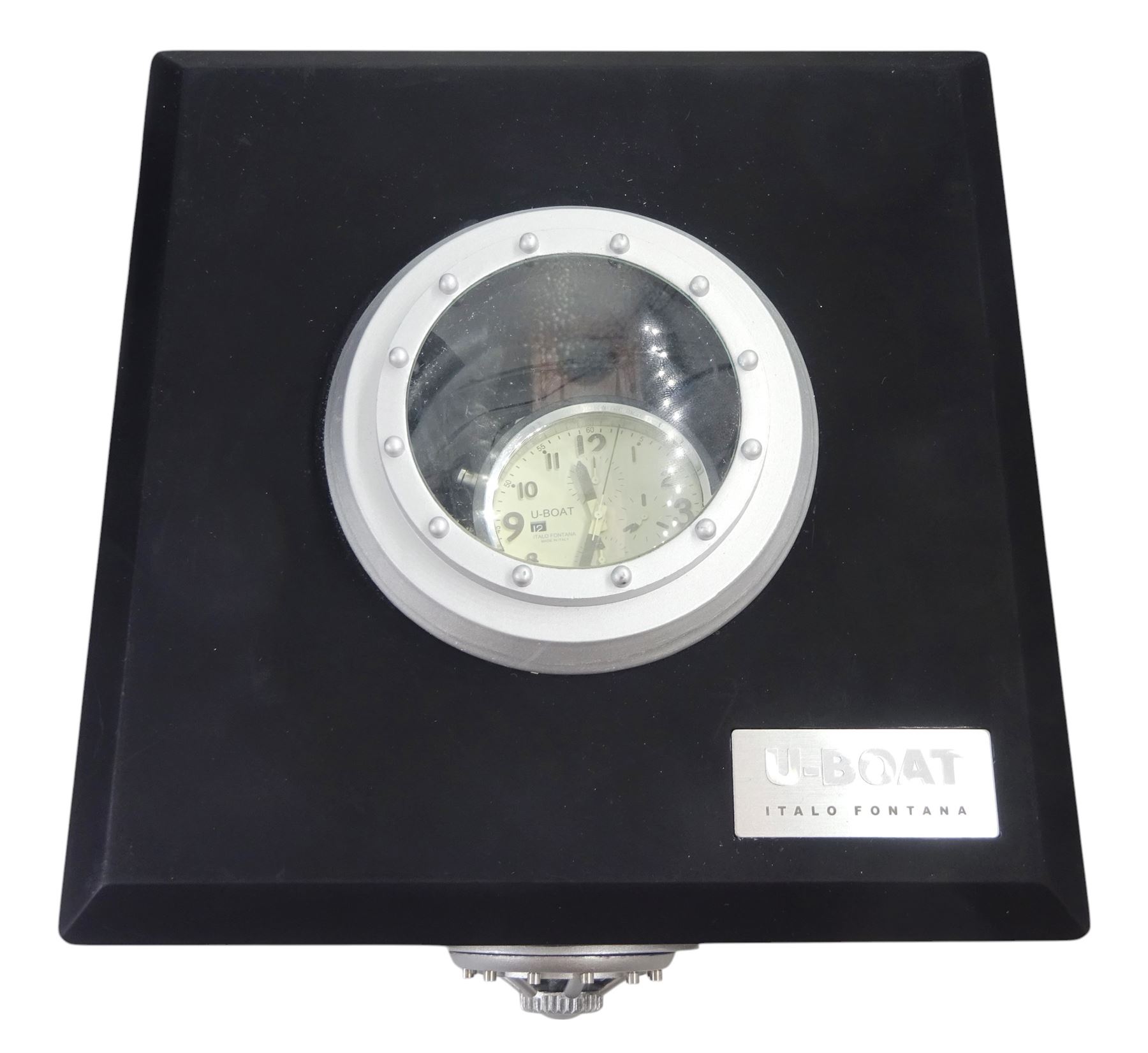 Italo Fontana U-Boat Flightdeck Cas Beige gentleman's stainless steel automatic watch, Ref. 7117, cream dial with Arabic hour markers and three subsidiary dials, on original brown leather strap, boxed with warranty card dated 2014