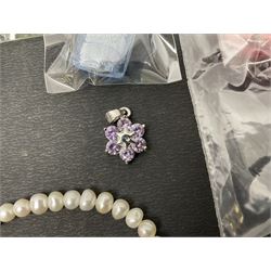 Ola Gorie silver spiral design necklace, hallmarked, together with a collection of beaded silver jewellery 