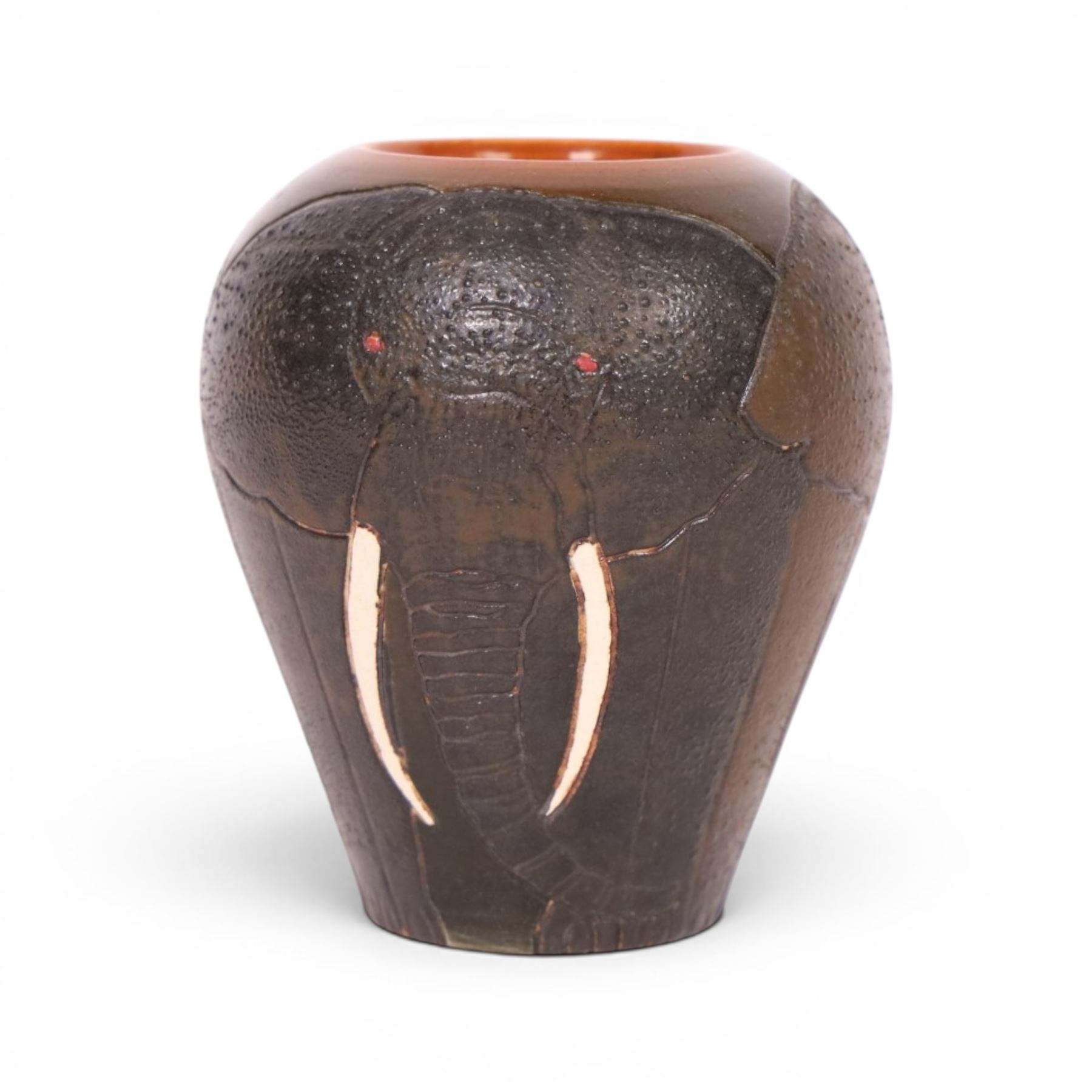 Dennis China Works miniature vase, decorated with elephants, H9cm