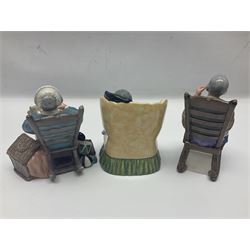 Five Royal Doulton figures, comprising A Stitch in Time HN2352, Nanny HN2221, Pretty Polly HN2768, Forty Winks HN1974 and Sweet Dreams HN2360, all with printed marks beneath  