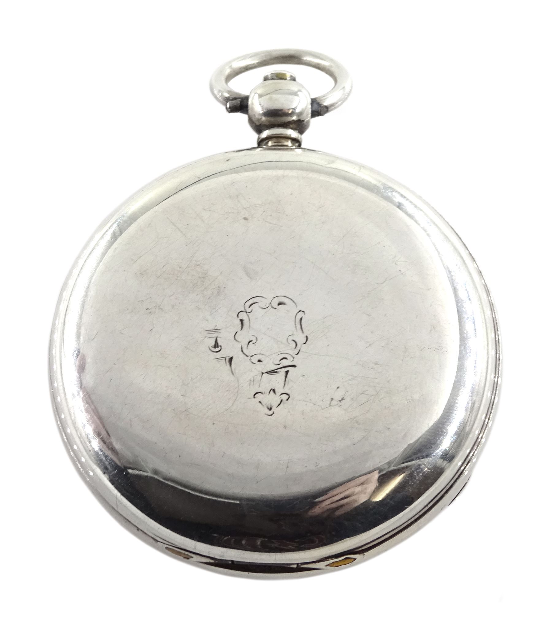 Victorian silver open face fusee pocket watch by William Harrison, Hexham, No. 19714, silver dial with Roman numerals and subsidiary seconds dial, case makers mark C W (possibly Charles Woods), London 1860