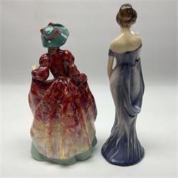 Eight Royal Doulton figures, including The Parisian HN2445, The Favourite HN2249, Miss Demure HN1402 and Harmony HN2824, all with printed mark beneath