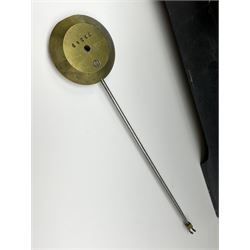 Victorian black slate cased mantel clock, with rouge marble, engraved and gilt decoration, circular dial with Roman chapter ring, twin train eight day movement with brocot escapement, striking the hours and halves on bell, the movement back plate stamped 'B.R 39549 498'