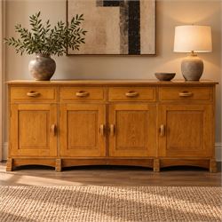 Acorn Industries - oak dresser base or sideboard, the rectangular top over three drawers w...