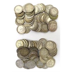  Collection of ninety-three silver threepence pieces fifty-eight pre 1920, mostly King George V and thirty-five pre 1947, King George V and King George VI (93)  