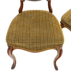 Victorian mahogany drop-leaf tea table, with set four Victorian balloon back dining chairs (Chairs H 86cm, D 43cm, W 45cm)
