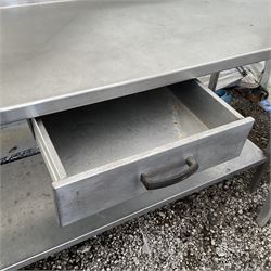 Stainless steel two tier preparation table, with drawer - THIS LOT IS TO BE COLLECTED BY APPOINTMENT FROM DUGGLEBY STORAGE, GREAT HILL, EASTFIELD, SCARBOROUGH, YO11 3TX