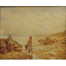  'Limpet Pickers', watercolour signed and titled by Kate E Booth (British fl.1850-1898) 34cm x 42cm  