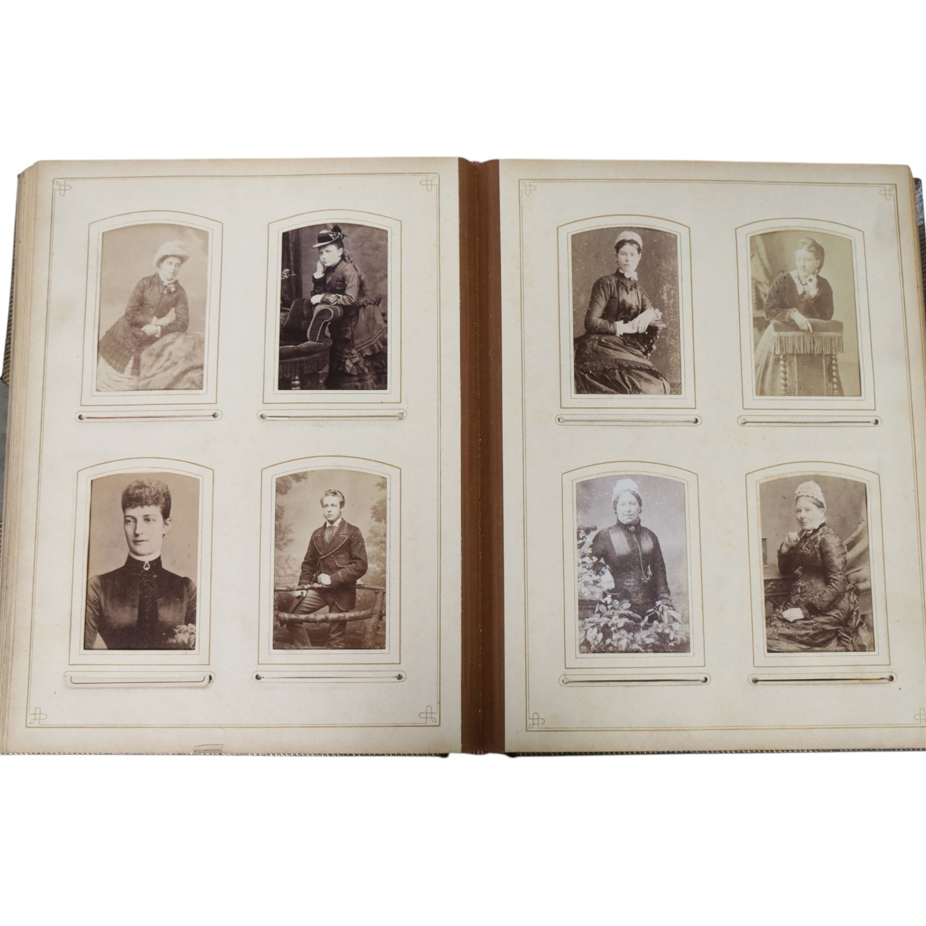 Two Victorian photograph albums, containing a collection of full and portrait Cartes de Visite, photographs and other ephemera