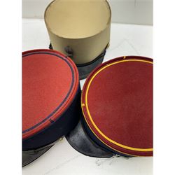 Three French Foreign Legion Kepis; two infantry examples and the third Calvary, each with black peak, original leather sweatband and markers mark stamped inside 