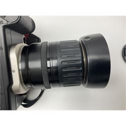 Canon EOS 50e camera body, serial no 8305671 with 'Canon Zoom EF 35-135mm 1:4-5.6' lens together with Halina 35X super camera body, with 'Halina Anastigmat f.c. 1:3.5 f=45mm' lens and other camera equipment 