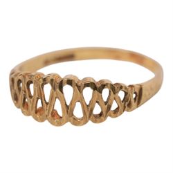Four 9ct gold rings including cubic zirconia wishbone, all hallmarked