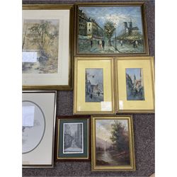 Collection of oil paintings and watercolours, artists to include, J Douglas, AH Angel, G Ashworth, portrait oil, Stuart Walton signed print, two William Widgery prints, etc