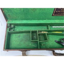 Leather fitted shotgun case L81cm, and a canvas fitted shotgun case with Hooton & Jones label, L83cm (2)