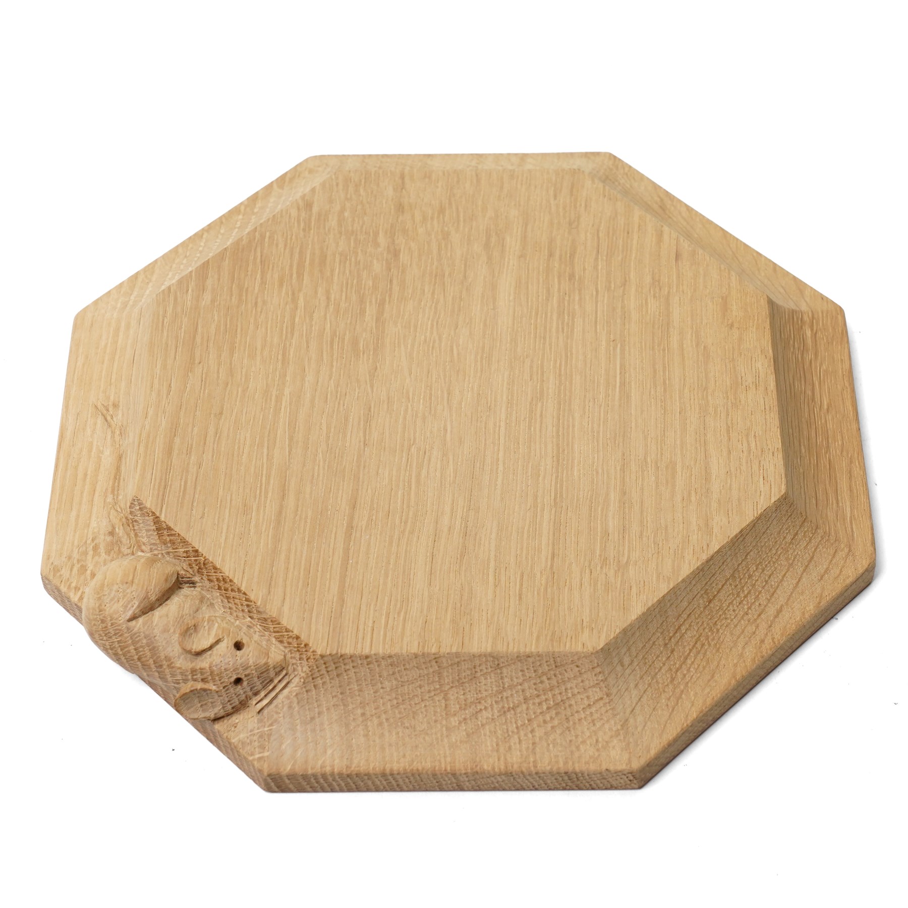 Mouseman - oak pot stand, of octagonal form with carved mouse signature, by the workshop of Robert Thompson of Kilburn 