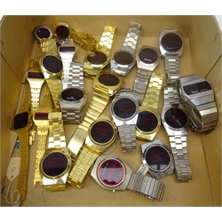  Collection of Gents stainless steel quartz LCD wristwatches incl. Piratron, Precisa etc   