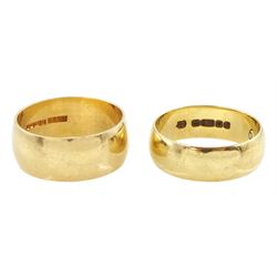 Two gold wedding bands, both hallmarked 9ct