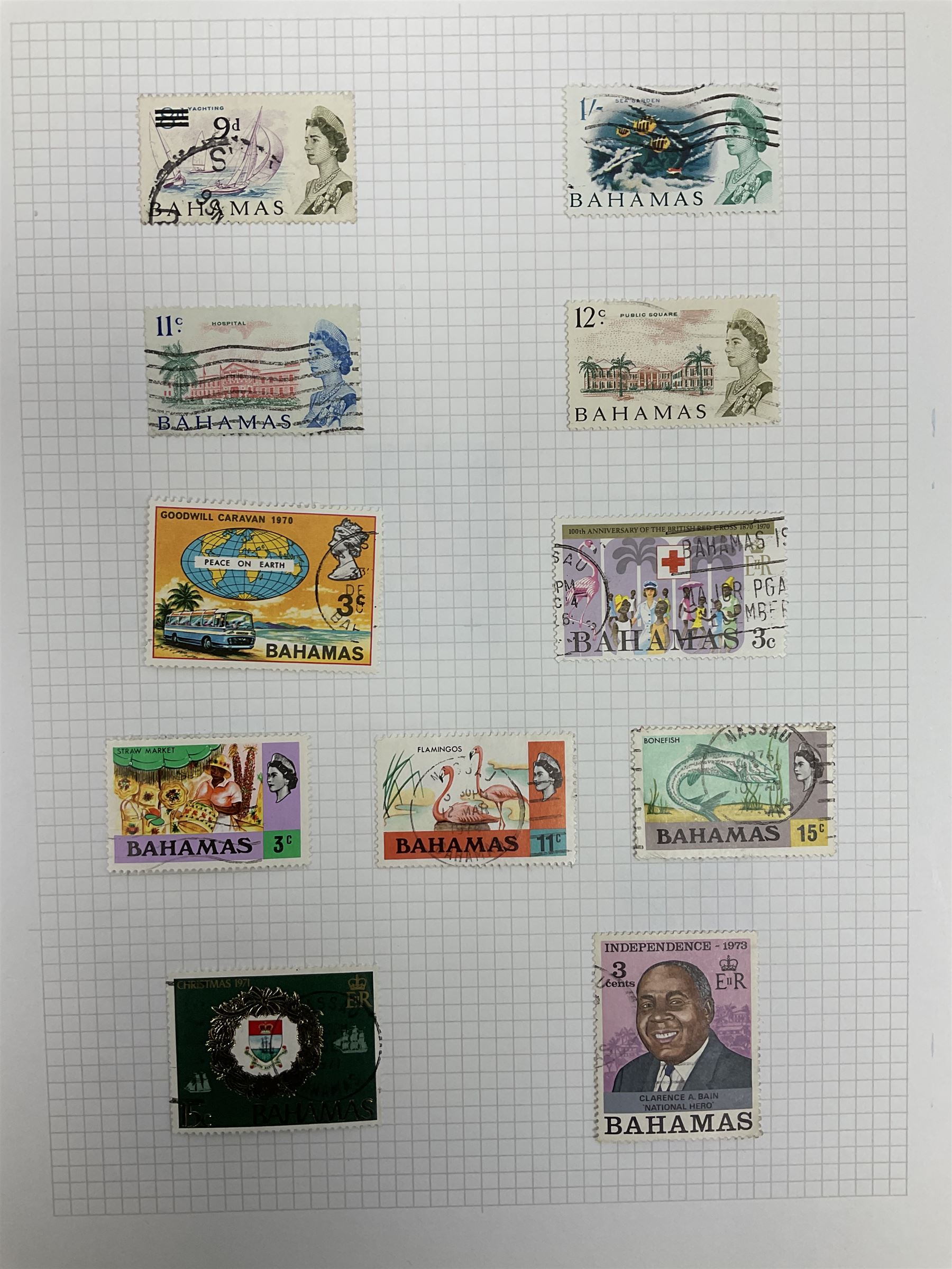 Antigua Queen Victoria and later stamps, including War stamp overprints etc and Bahamas Queen Victoria and later stamps, including Crown Colony, War Charity and other overprints etc, housed on pages