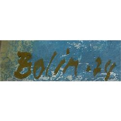 Gustav Bolin (Swedish 1920-1999): Abstract Composition, gouache signed and dated '74, 18cm x 26cm