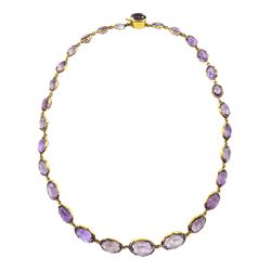 9ct gold graduating oval amethyst necklace
