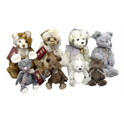 Eight Charlie Bears, comprising limited edition example Nina CB171785A, designed by Isabelle Lee, limited to 3000, Nyah CB191931A, designed by Isabelle Lee, Molly CB110310B, designed by Heather Lyell, Mooch CB206025O, and Gallivant CB195197O, each with tags, plus three lacking tags, CB165133, and two small unnamed examples