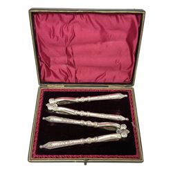 Pair of cased silver plated nut crackers 