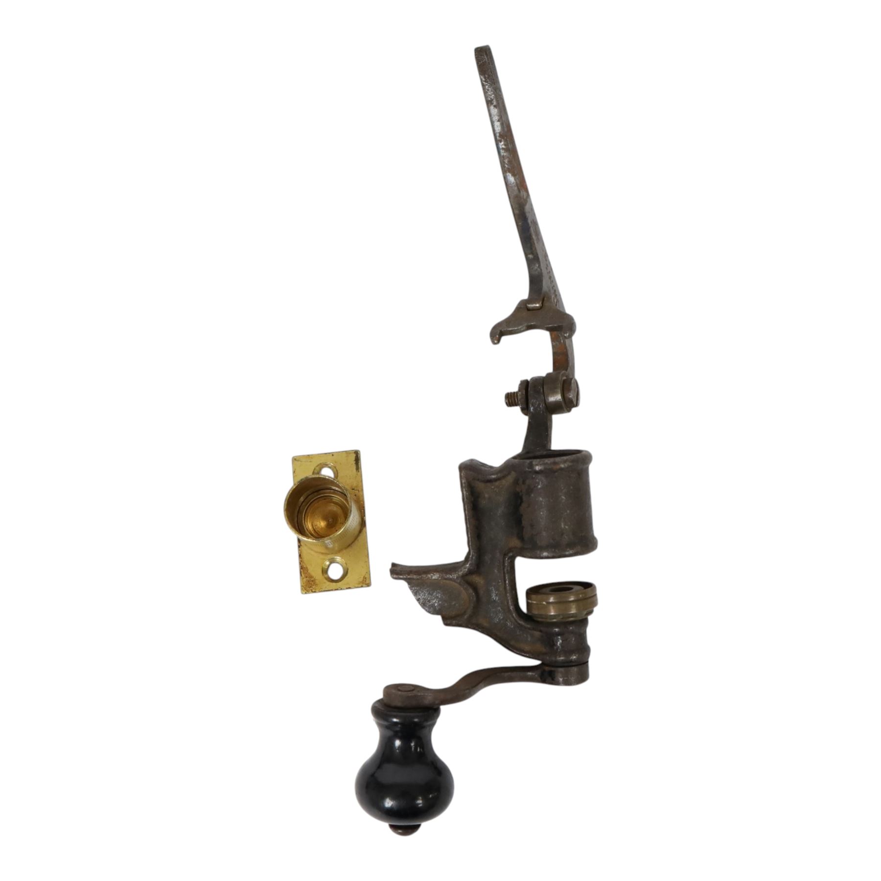 12-bore brass cartridge reloading tool, together with  12-bore turnover tool, copper powder flask etc 
