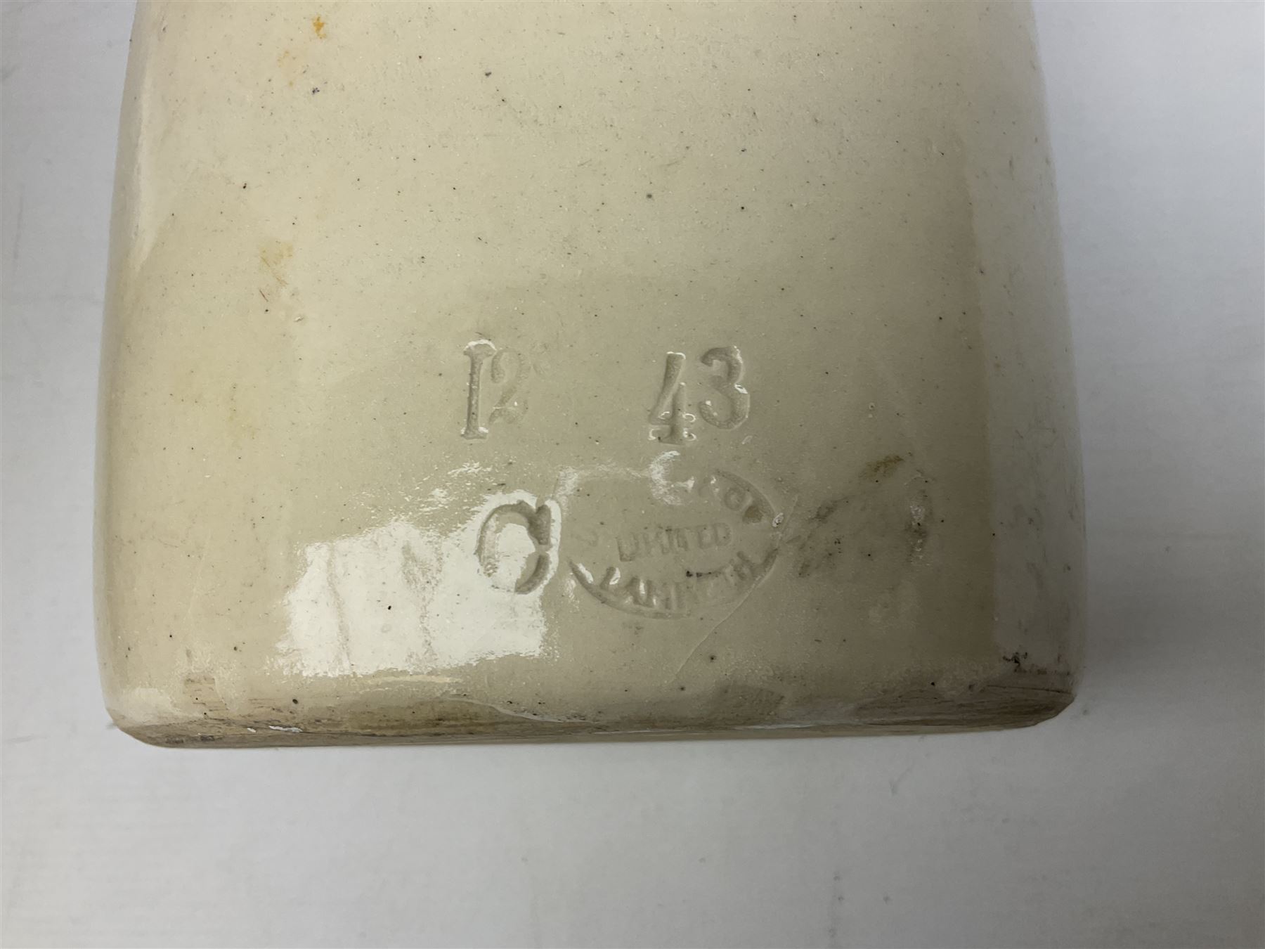 Second World War stoneware jar with airtight lid for ointment - anti-gas and large stoneware twin handled jar and cover, largest example H39cm