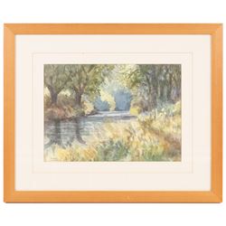 Andrew Warnes (East Riding 20th Century): 'Skidby Windmill' 'Burton Agnes Church' 'River Derwent' and another, set of four watercolours signed, mostly titled verso max 35cm x 25cm (4)