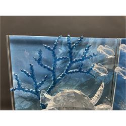 Swarovski Crystal, Wonders of the Sea Trilogy: 'Eternity', 'Community' and 'Harmony', all with stands and plaques, H20cm
