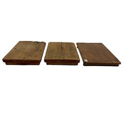 Three rustic hardwood stands/kneelers 