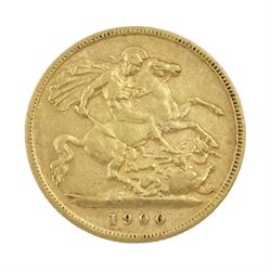 Queen Victoria 1900 gold half sovereign coin