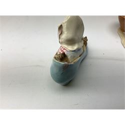 Seven Beswick Beatrix Potter figures, comprising, The old woman who lived in a shoe, Anna Maria, Samuel Whiskers, Johnny Town-Mouse, Timmy Tiptoes, Goody Tiptoes and Squirrel Nutkin, all with printed mark beneath 