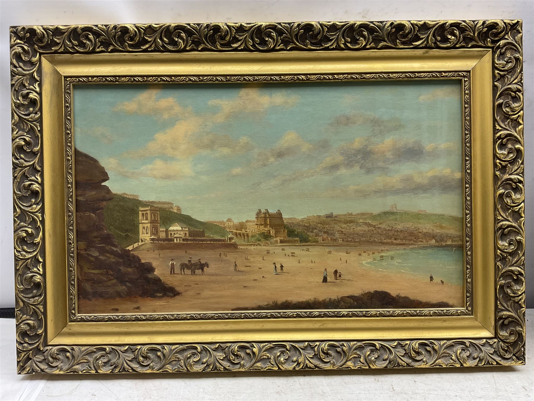 English Naïve School (19th century): Scarborough South Bay, oil on canvas indistinctly signed EEK and dated '78, 29cm x 50cm