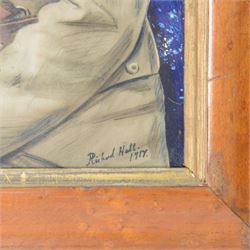 Richard Hall (British 19th/20th Century): Portrait of an Officer, framed, marked to the back W L D Morris 1889335, H34cm, W27cm