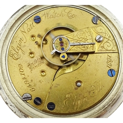  Elgin pocket watch No. 6484109, screw back case with stag decoration and one other key wound pocket watch  