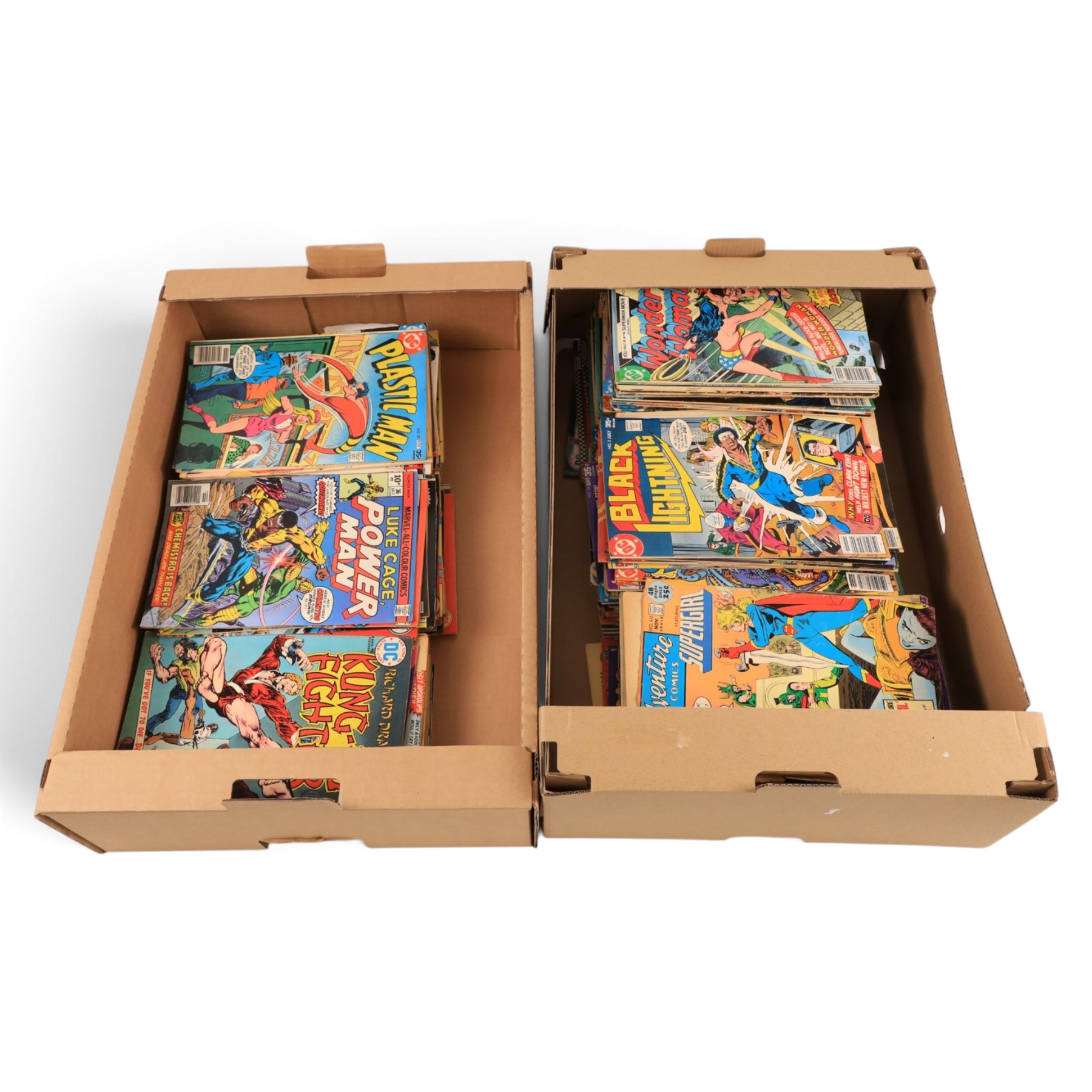 Collection of Bronze Age and later DC comic books, titles including  TOR, The Shadow, Firestorm, Aquaman, Kung Fu Fighter, Plastic Man, Jonah Hex, Freedom Fighters, Shazam, Black Lightning, Wonder Woman, The Flash, Luke Cage Power Man, etc