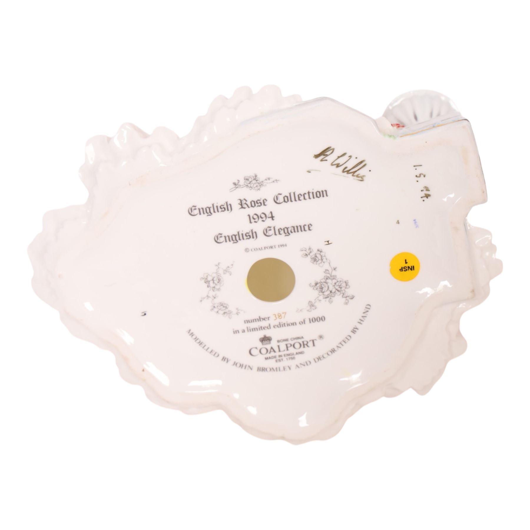 Coalport English Rose Collection : 1994 English Elegance, No. 387 of 1000, with certificate and box H22cm