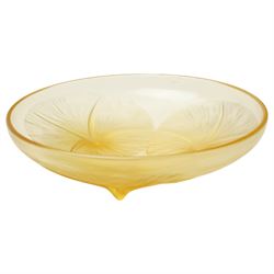 Rene Lalique 'Volubilis' pattern yellow amber glass bowl, model 383, moulded 'R Lalique France' signature, D21cm