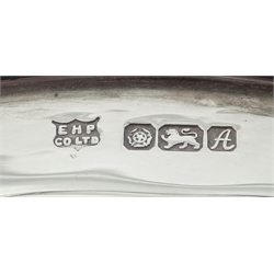 Silver dish by Barker Ellis Silver Co, Birmingham 1974, silver pedestal dish by E H P Co Ltd, Sheffield 1975 and one other, approx 14.2oz