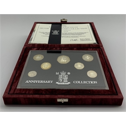 Royal Mint 1996 United Kingdom silver anniversary collection seven coin set, cased with certificate