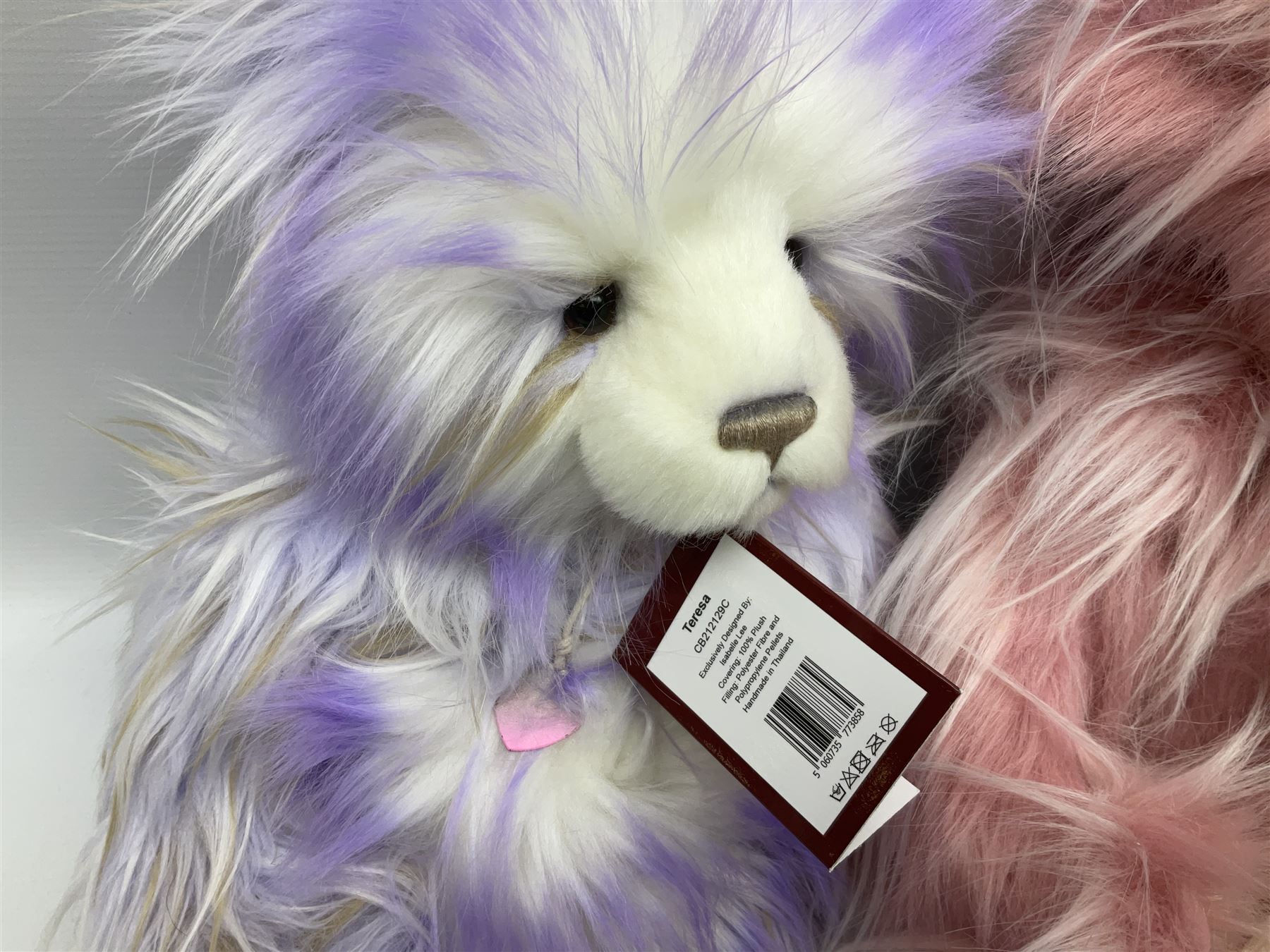 Three Charlie Bears, comprising limited edition Aunt Bibi CB205241O, 157/3000, Teresa CB212129C, and Soda Pop CB202040B, both designed by Isabelle Lee, all with tags 