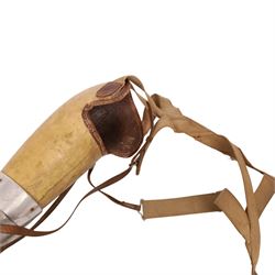 1940's prosthetic arm, possibly British, made from leather and polished aluminium, with canvas and leather straps  L47cm