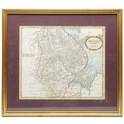 Robert Morden (British c.1650-1703): 'Lincolnshire', 17th/18th century engraved map with hand-colouring 37cm x 43cm