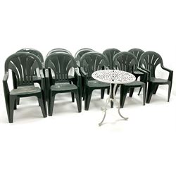 Set ten dark green plastic stacking gard