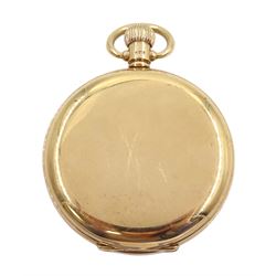 Early 20th century 9ct gold full hunter Swiss lever pocket watch by Rolex, white enamel dial with Roman numerals and subsidiary seconds dial, case by Dennison Watch Case Co, Birmingham 1929, retailed by Barraclough & Sons Lt, Leeds