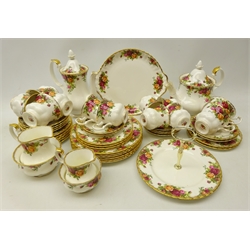  Royal Albert 'Old Country Roses' tea and coffee service comprising teapot, six tea cups & saucers, sugar bowl, milk jug, six tea plates, coffee pot, six cups & saucers, sugar bowl, cream jug, four tea plates, sandwich plate and cake stand   