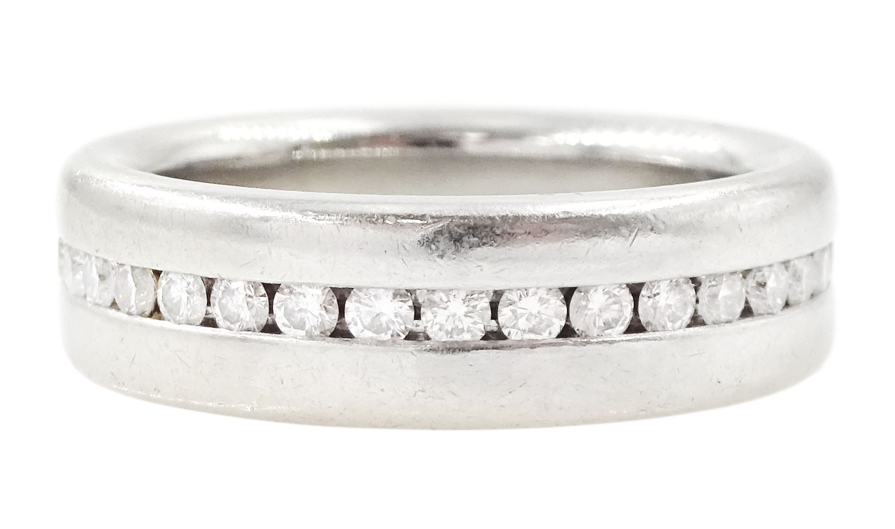 Henrich And Denzel platinum diamond full eternity ring, channel set with thirty-four round brilliant cut diamonds, stamped 950 PT, total diamond weight 0.73 carat