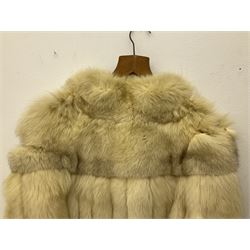 White Arctic Fox fur coat with loop fasteners 