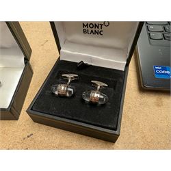 Mont Blanc fineliner pen and a pair of Mont Blanc cufflinks, both boxed
